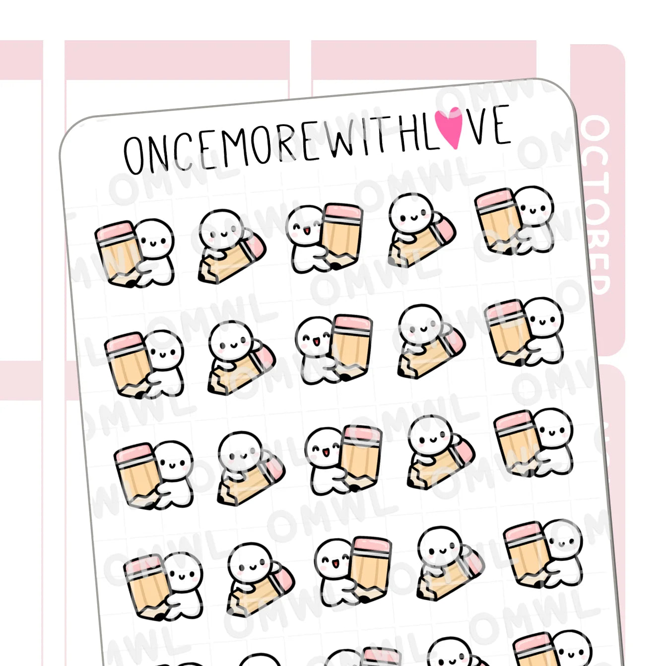 Once More With Love Sticker Sheet - Pencil Munchkin