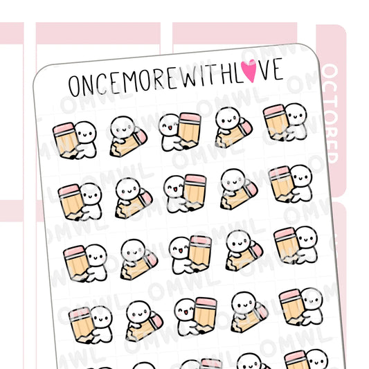 Once More With Love Sticker Sheet - Pencil Munchkin