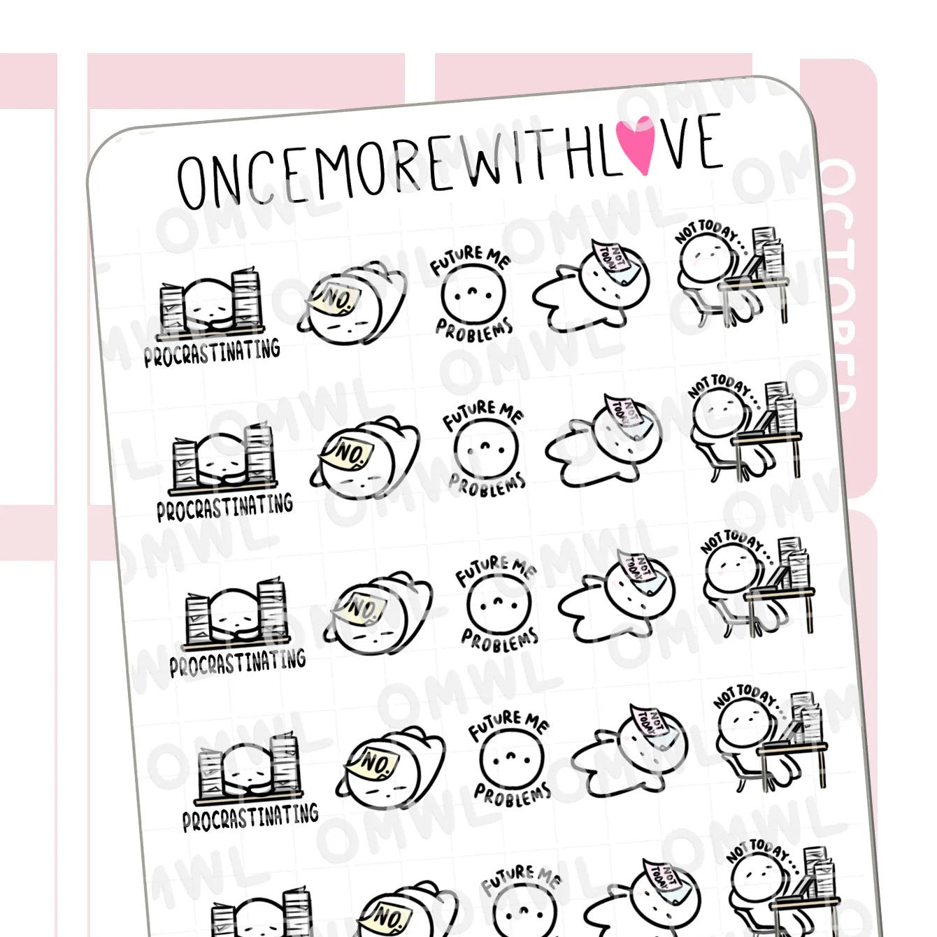 Once More With Love Sticker Sheet - Procrastination Munchkin