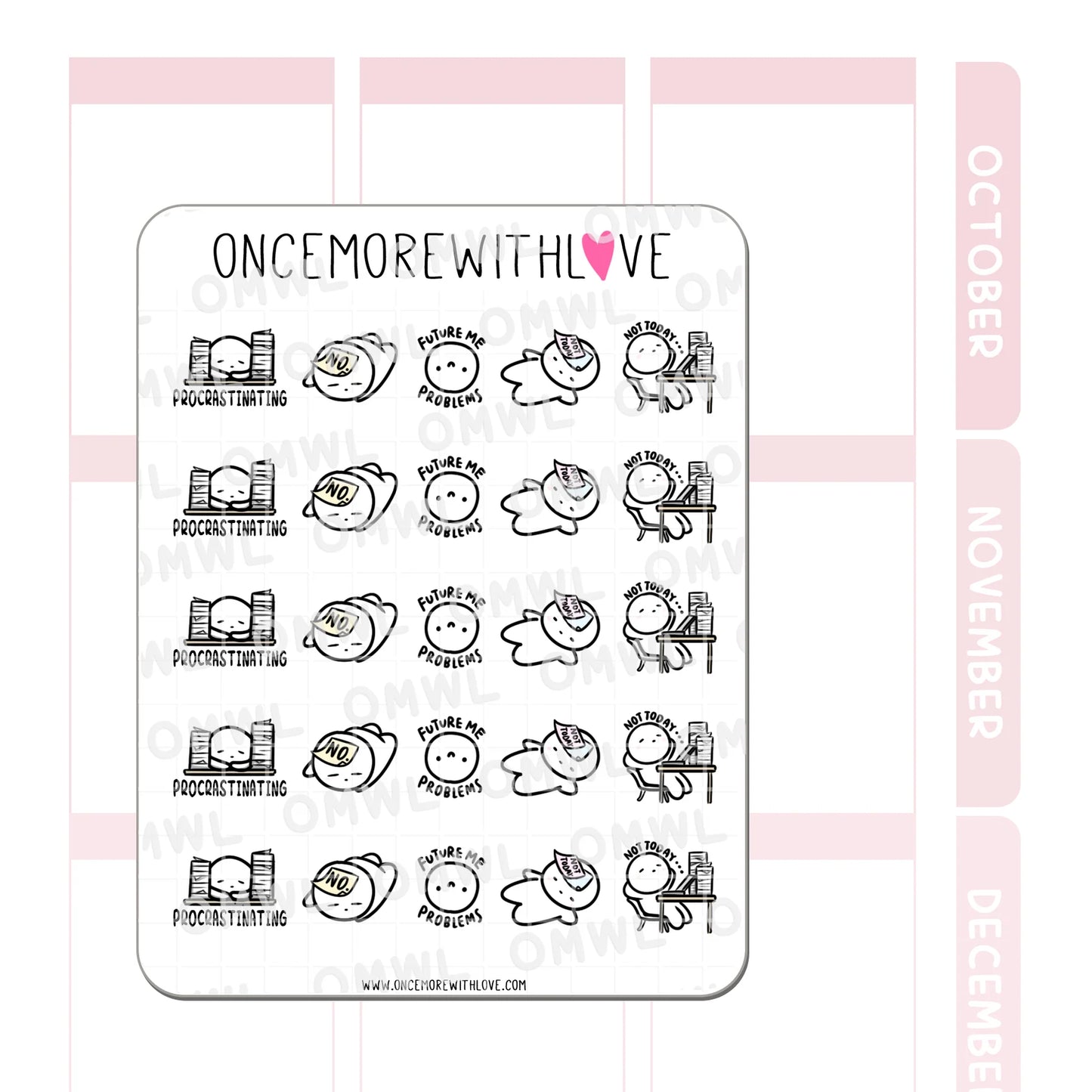 Once More With Love Sticker Sheet - Procrastination Munchkin