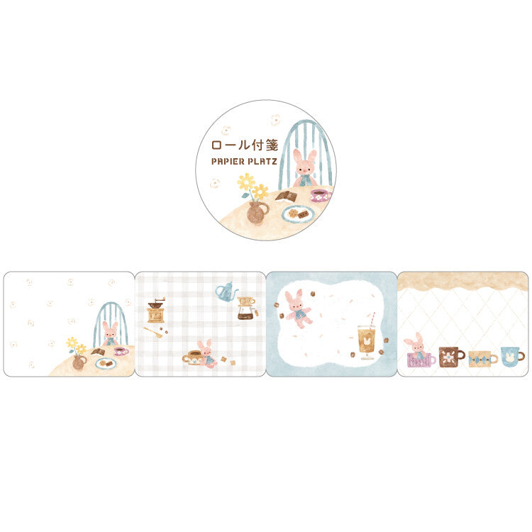 Papier Platz x Nakauchi Waka Sticky Notes Roll - Rabbit and Coffee