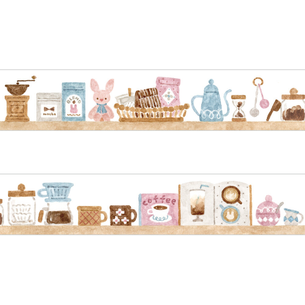 Papier Platz x Nakauchi Waka Washi Tape - Rabbit and Coffee