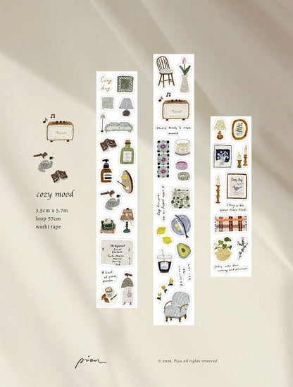 Pion Kiss-Cut Washi Tape - Cozy Mood