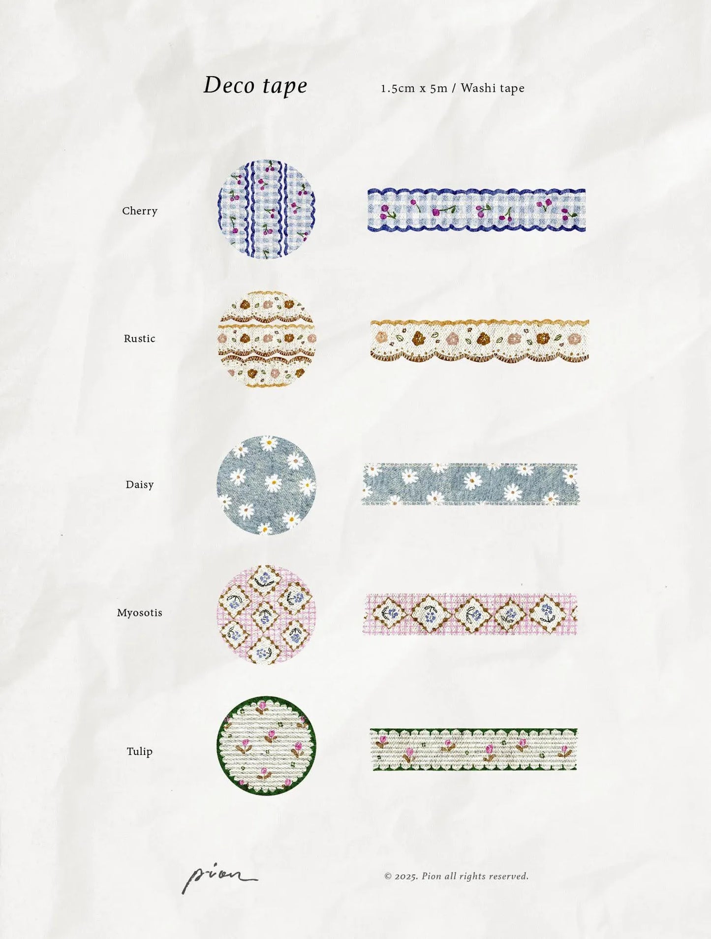 Pion Washi Tape - Deco Tape (5 Designs)