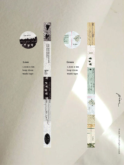 Pion Washi Tape - Love / Green (2 Designs)