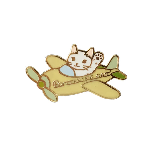 Pottering Cat Enamel Pin - Aircraft