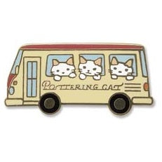 Pottering Cat Enamel Pin - Bus