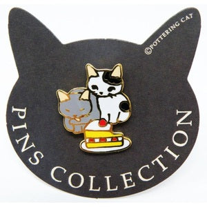 Pottering Cat Enamel Pin - Cake