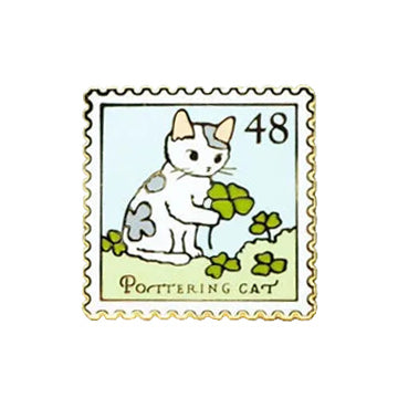 Pottering Cat Enamel Pin - Clover