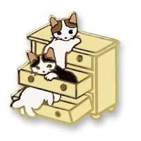 Pottering Cat Enamel Pin - Drawer