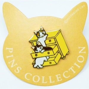 Pottering Cat Enamel Pin - Drawer