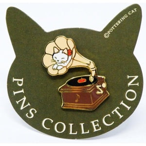 Pottering Cat Enamel Pin - Phonograph