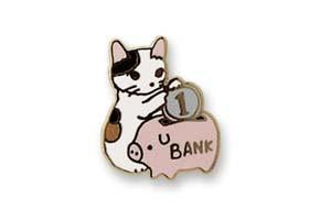 Pottering Cat Enamel Pin - Piggy Bank