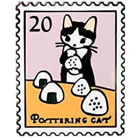 Pottering Cat Enamel Pin - Rice Ball