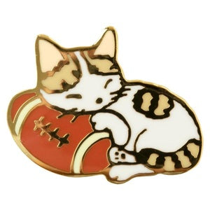 Pottering Cat Enamel Pin - Rugby Pillow