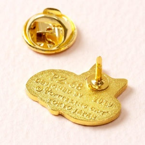 Pottering Cat Enamel Pin - Rugby Pillow