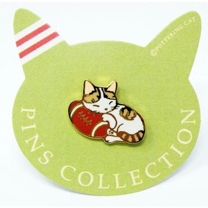 Pottering Cat Enamel Pin - Rugby Pillow