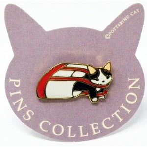 Pottering Cat Enamel Pin - Shoulder Bag