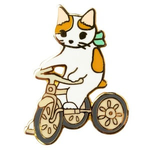 Pottering Cat Enamel Pin - Tricycle