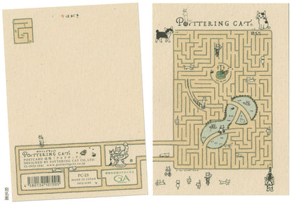 Pottering Cat Postcard - Maze
