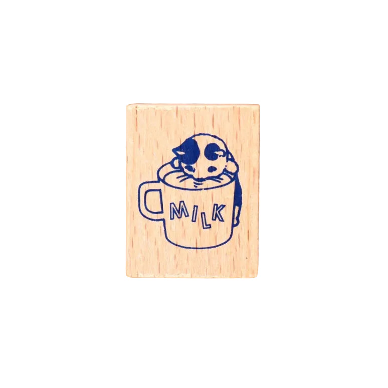 Pottering Cat Rubber Stamp - Milk