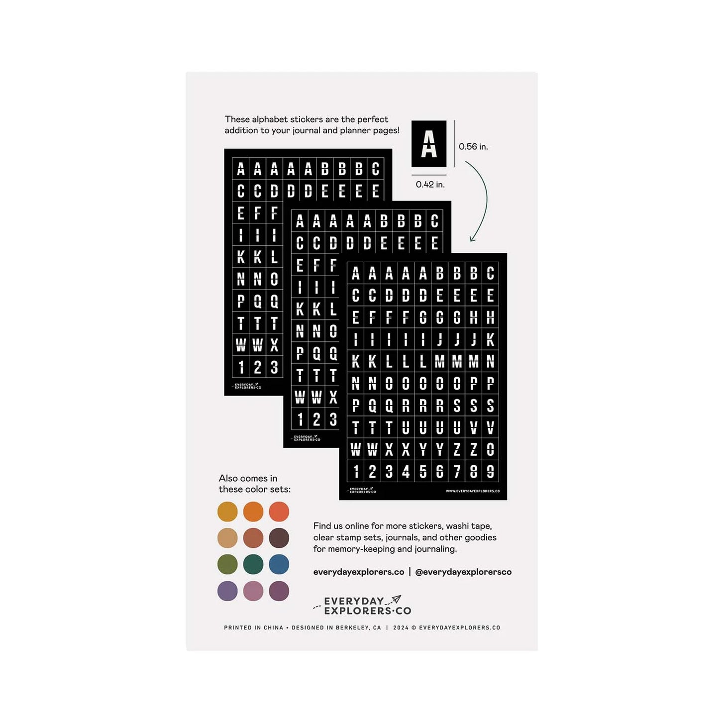 Everyday Explorers Co. Sticker Sheet - Alphabet - Retro Flipboard (Set of 3)