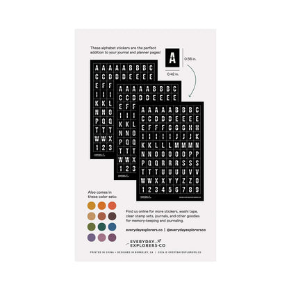 Everyday Explorers Co. Sticker Sheet - Alphabet - Retro Flipboard (Set of 3)