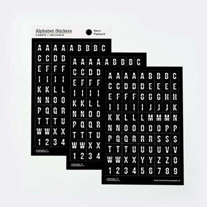 Everyday Explorers Co. Sticker Sheet - Alphabet - Retro Flipboard (Set of 3)