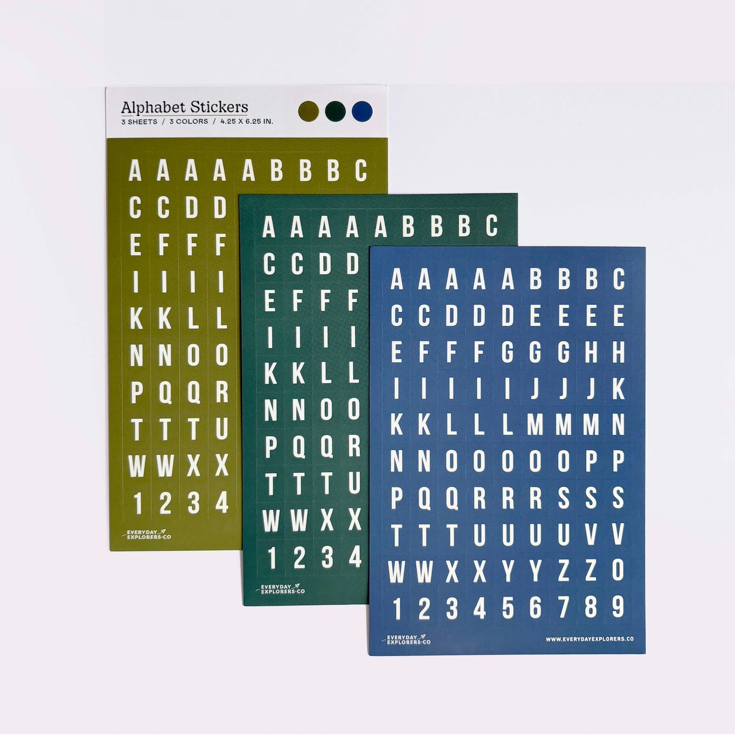 Everyday Explorers Co. Sticker Sheet - Alphabet - Sea Breeze (Set of 3)