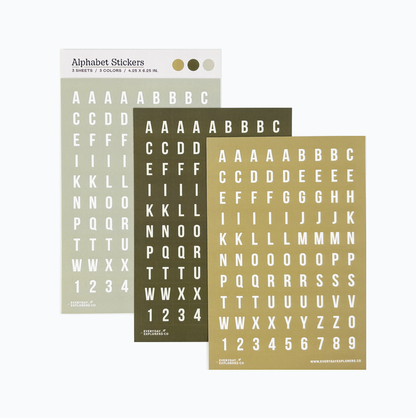 Everyday Explorers Co. Sticker Sheet - Alphabet - Simply Sage (Set of 3)