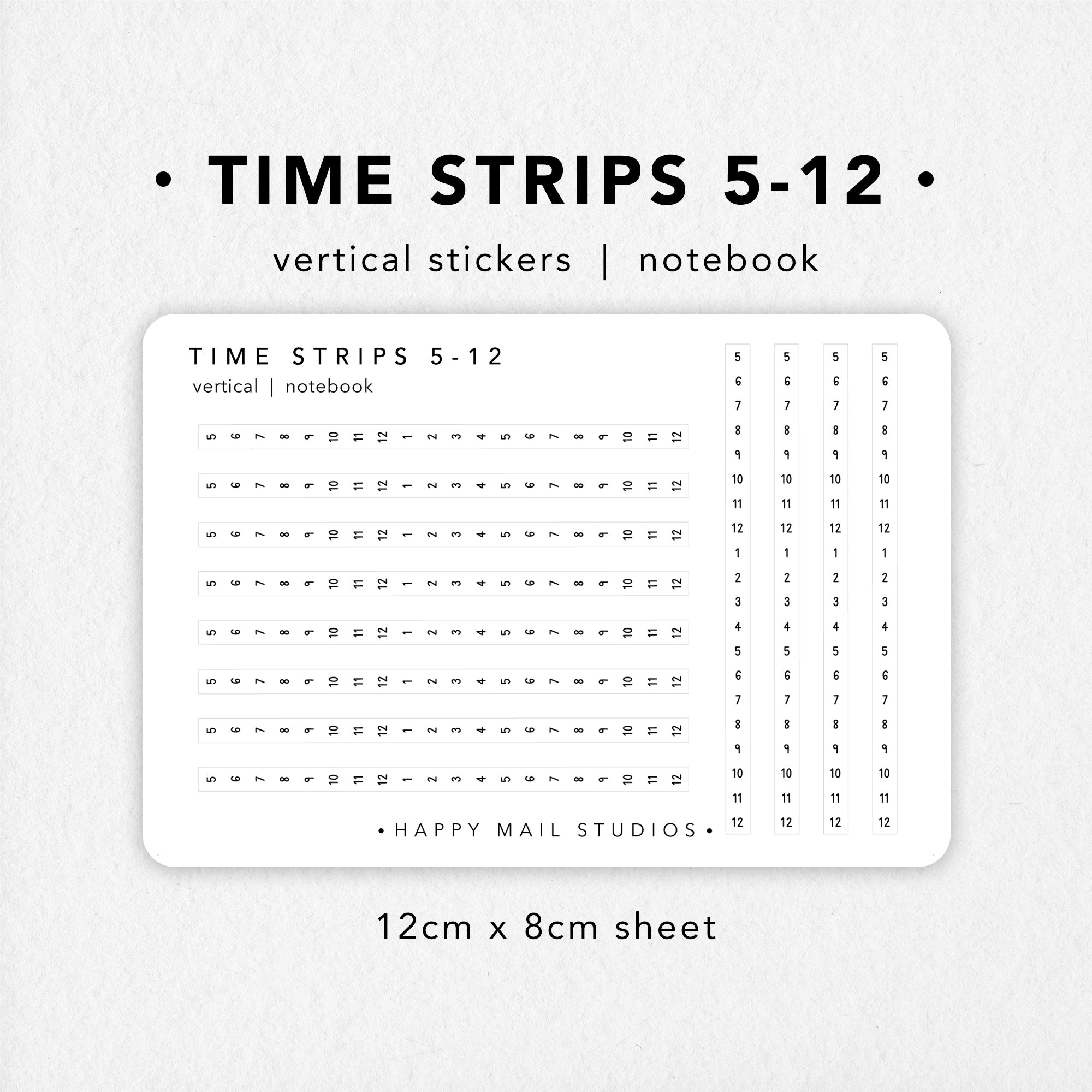 Mail Time Sticker Time Strips Vertical Stickers – Happy Mail Studios
