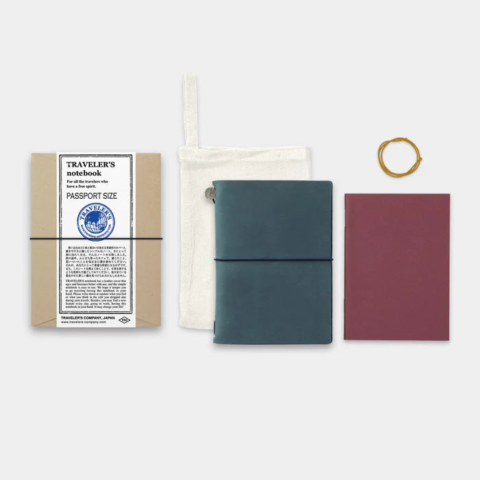 Traveler's Notebook Leather Cover Starter Set - Passport - Blue