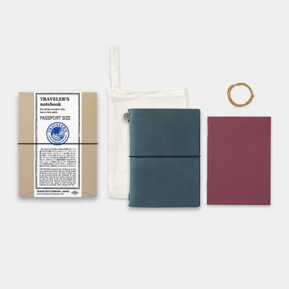 Traveler's Notebook Leather Cover Starter Set - Passport - Blue