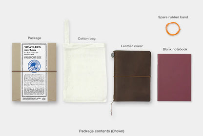 Traveler's Notebook Leather Cover Starter Set - Passport - Brown