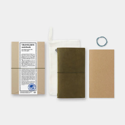 Traveler's Notebook Leather Cover Starter Set - Regular - Olive