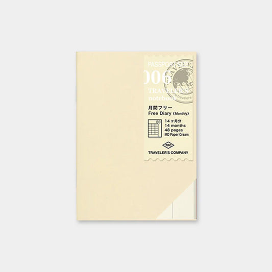 Traveler's Notebook Passport Refill 006 - Free Diary Monthly