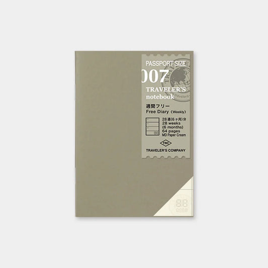 Traveler's Notebook Passport Refill 007 - Free Diary Weekly