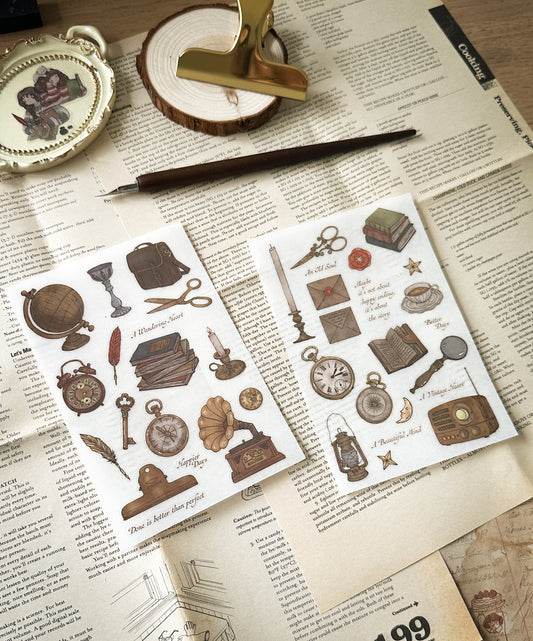 Sho Little Happiness Transfer Sticker Sheet - Vintage Objects
