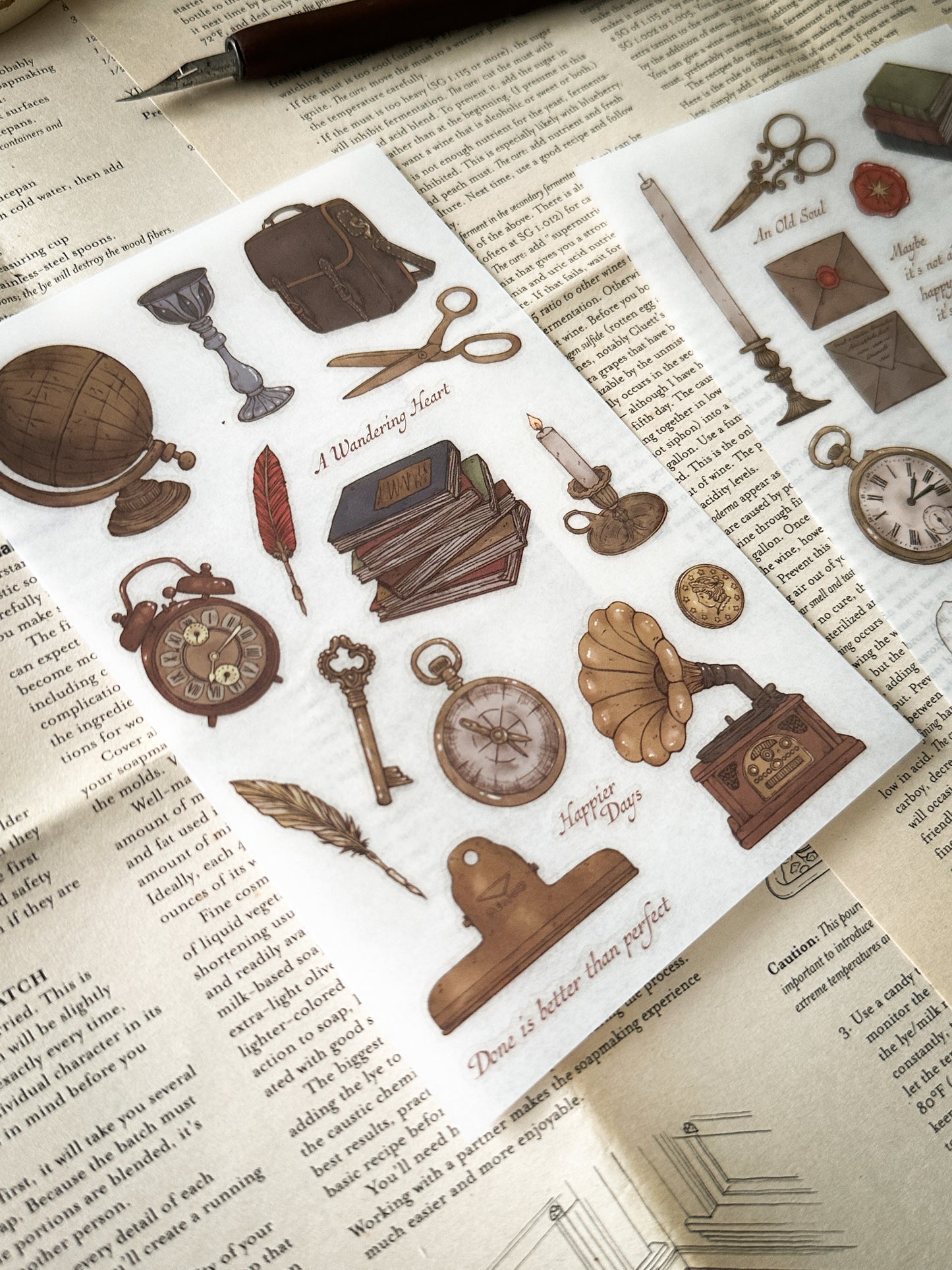 Sho Little Happiness Transfer Sticker Sheet - Vintage Objects