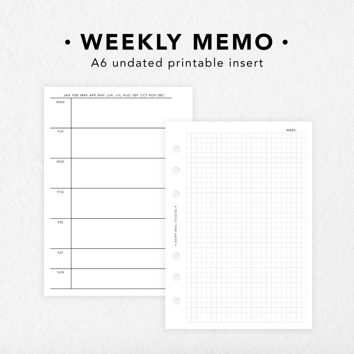 Weekly Note Print Printable Weekly Memo Inserts – Happy Mail Studios