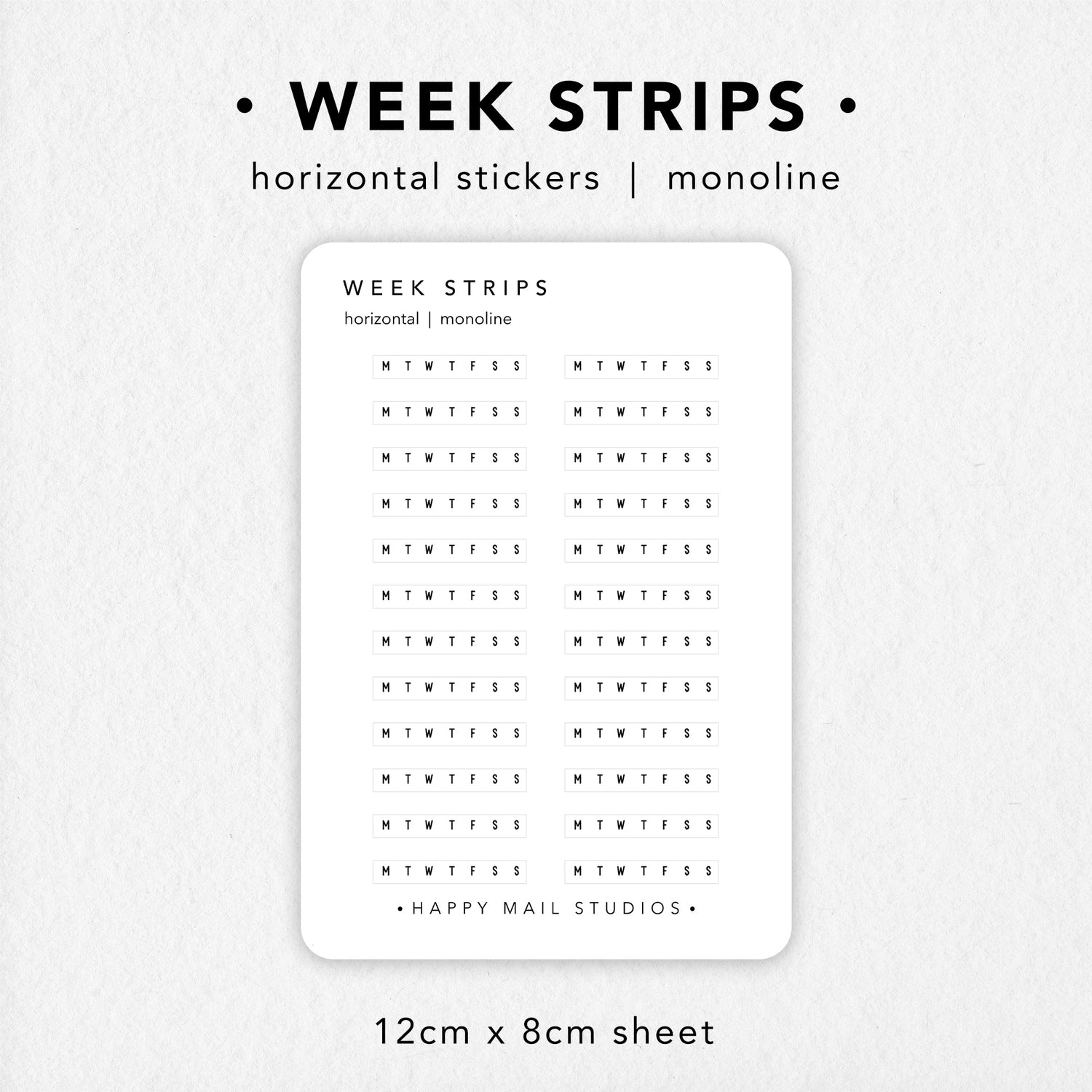 Horizontal week strips stickers to customise your planners and bullet journals