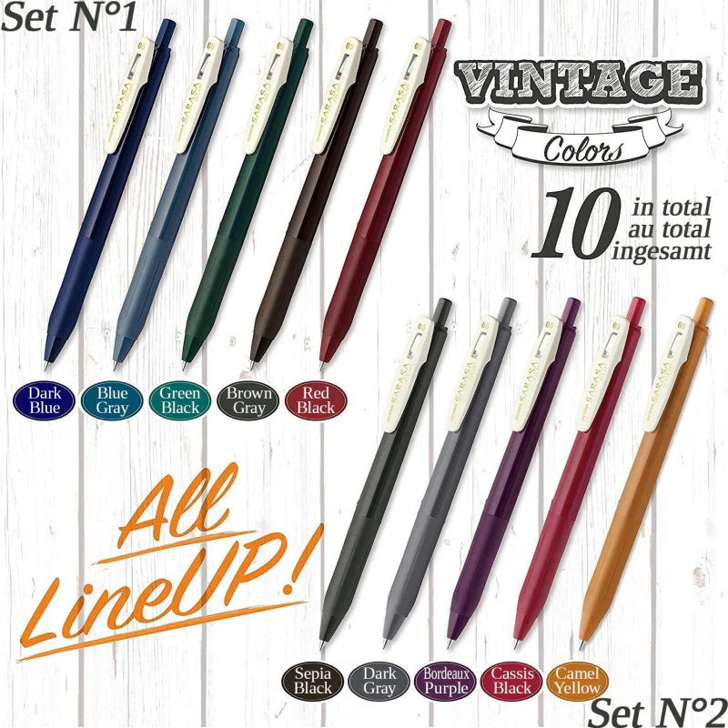 Zebra Sarasa Clip Gel Pen - 0.5mm - Vintage Color Set 2 – Happy Mail ...