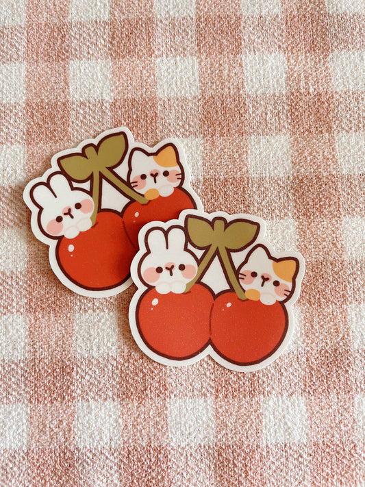 Cherry Rabbit Vinyl Die Cut Sticker - Cherry Friends