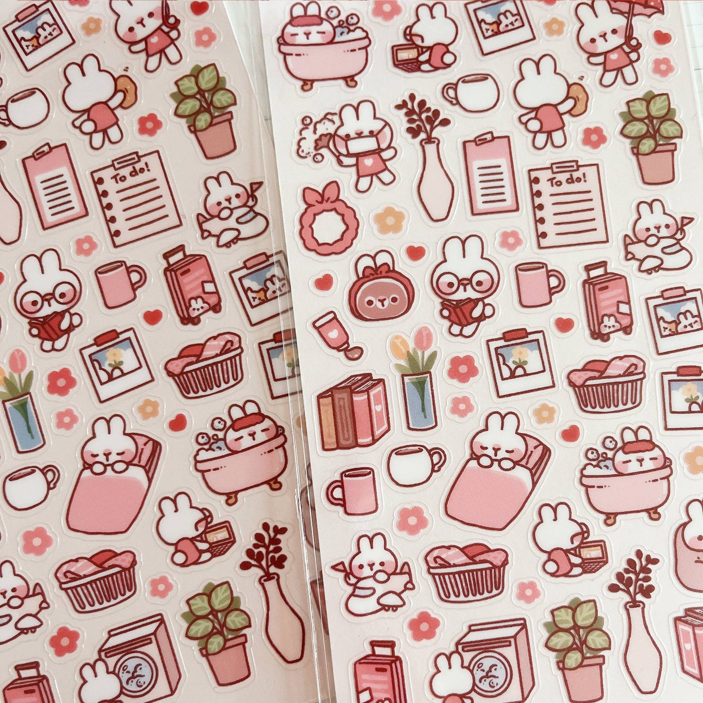 Cherry Rabbit Sticker Sheet - Daily Life of Rabbit