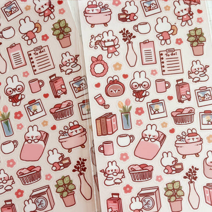 Cherry Rabbit Sticker Sheet - Daily Life of Rabbit