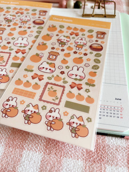 Cherry Rabbit Sticker Sheet - Sweet Orange