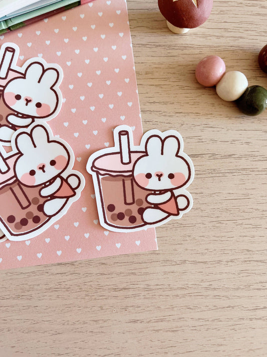 Cherry Rabbit Vinyl Die Cut Sticker - Bubble Tea Rabbit