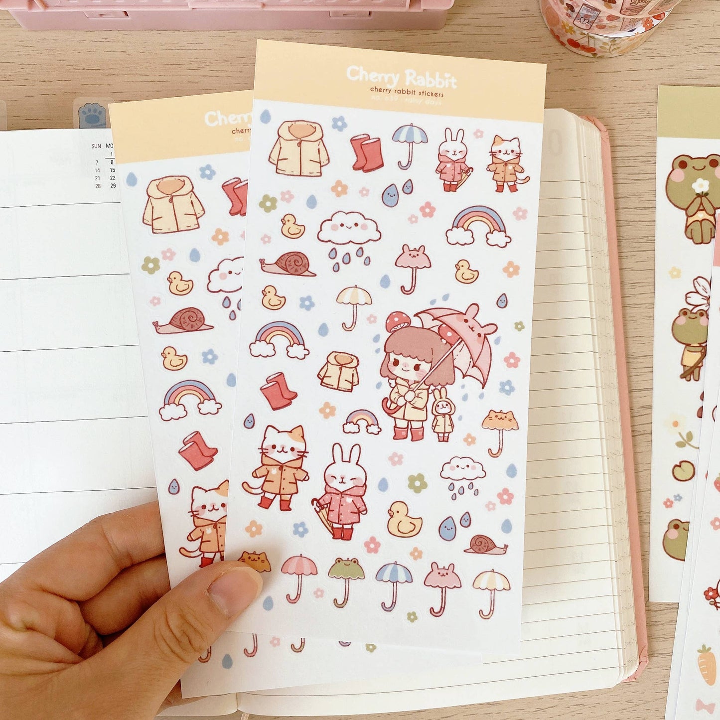 Cherry Rabbit Sticker Sheet - Rainy Days