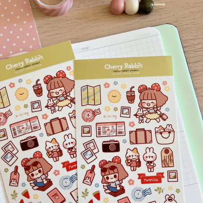 Cherry Rabbit Sticker Sheet - Holiday Mode