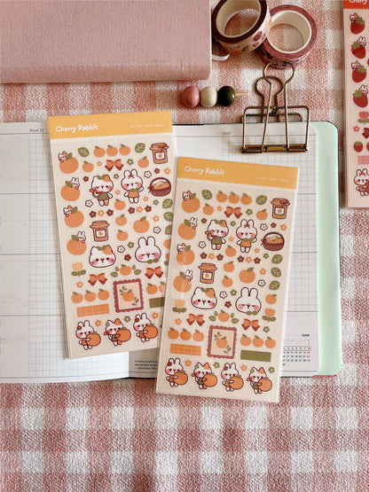 Cherry Rabbit Sticker Sheet - Sweet Orange